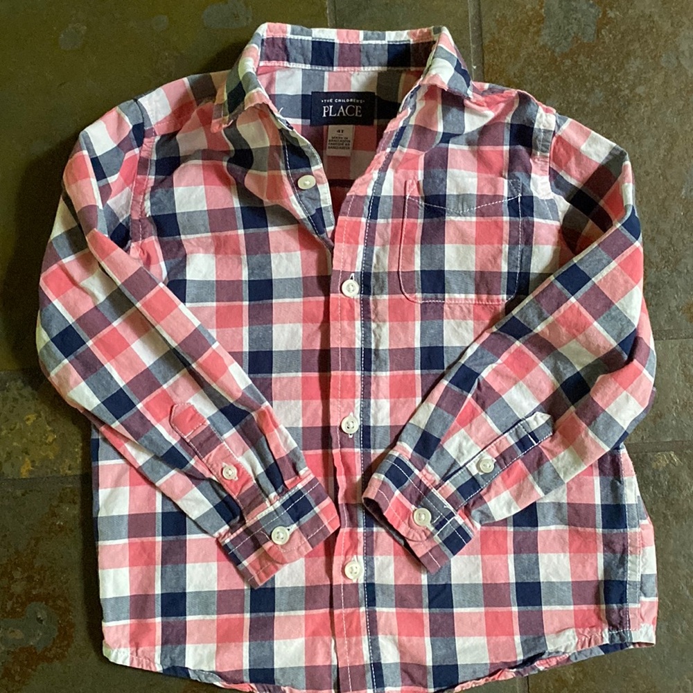 THE CHILDREN’S PLACE Plaid Button Up Long Sleeve Shirt “Desert Dawn” 4T